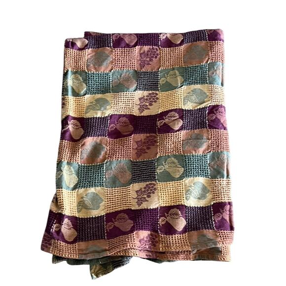 Fall Harvest Apple Pears Grapes Burgundy Green Gold Fabric Tablecloth 50x70 - Picture 1 of 4
